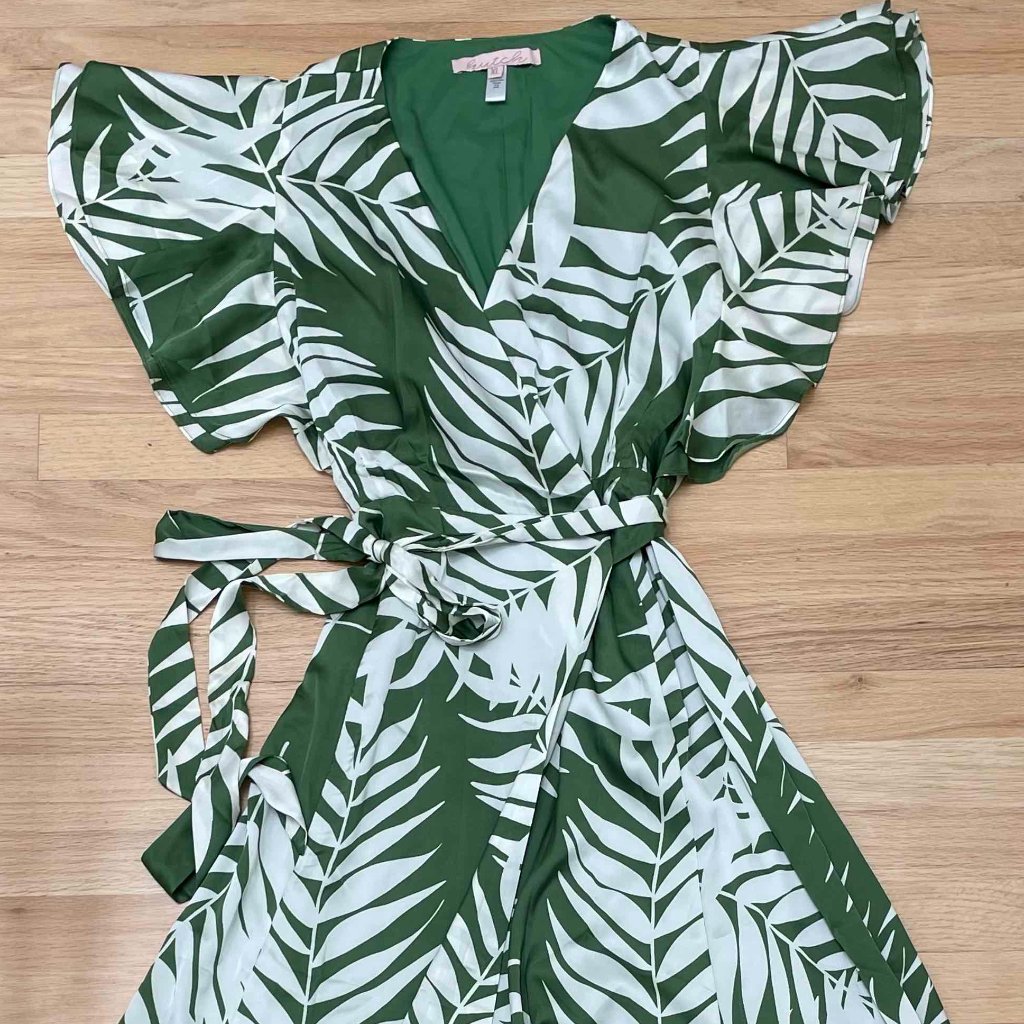 Hutch Green And White Palm-Print Maxi Wrap Dress